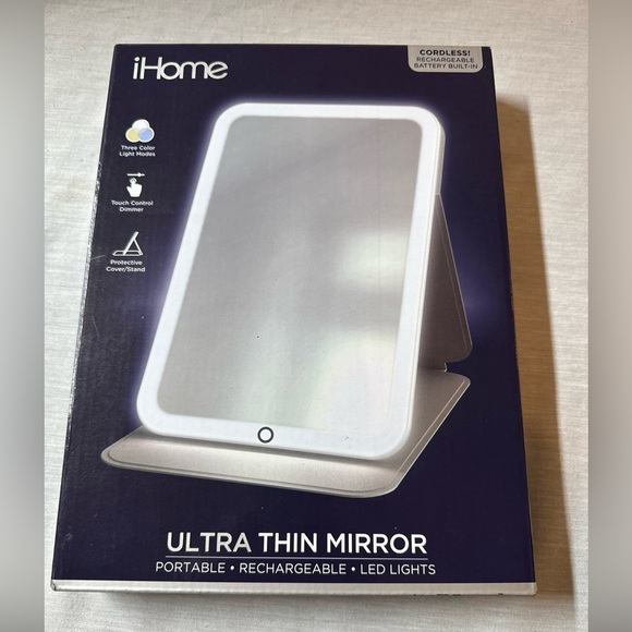 iHome Ultra Thin Portable Lighted Vanity Makeup Mirror Rechargeable LED Lights - Picture 1 of 11